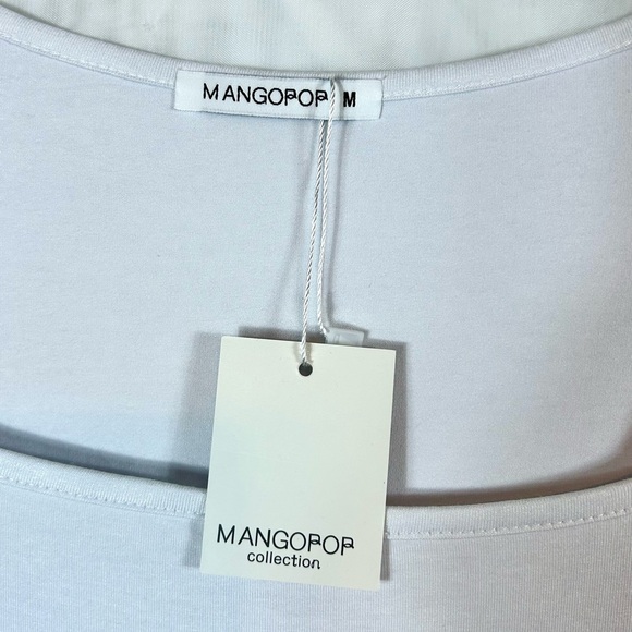 NWT Mangopop Women’s White Stretchy Knit Top / Size Medium - Picture 4 of 5